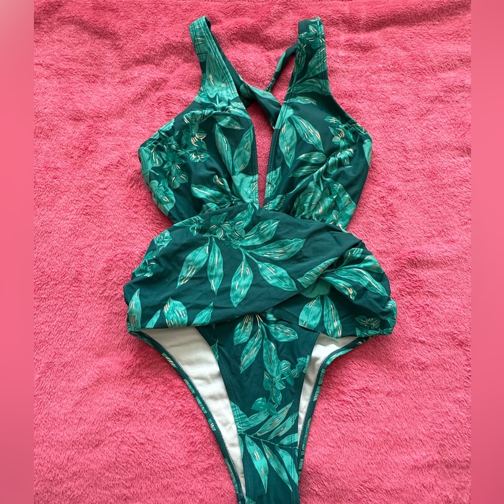 Beautiful green floral bathing suit